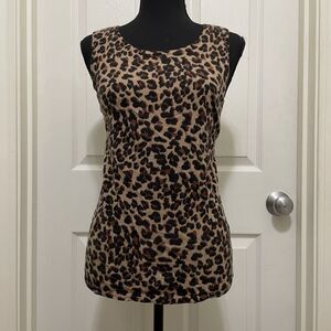 Vintage Cashmere Couture Sleeveless Tank Top Leopard Print 100% Cashmere Large
